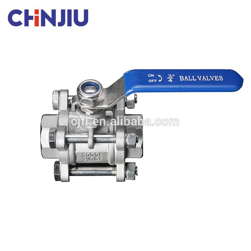 Made in China 3PC Screw Thread Ends 1000 Wog Full Bore 3pc Stainless Steel Ball Valve